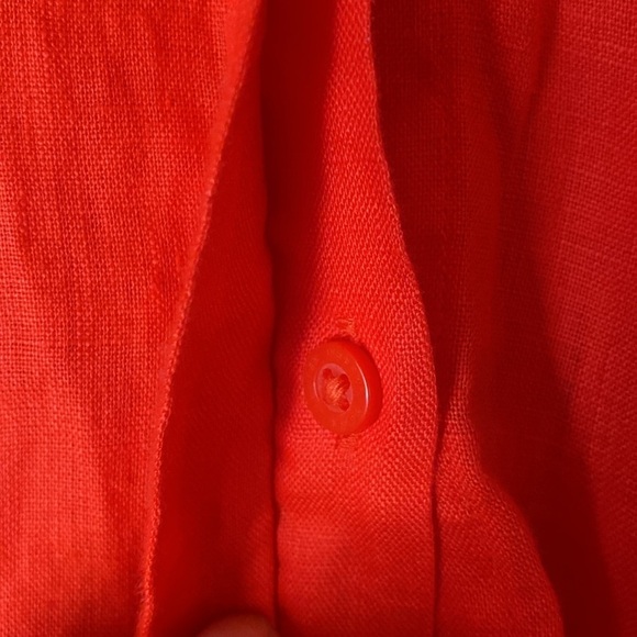 Lauren RL Red Linen Roll S/S Sleeve Button Up Tie Front Shirt Size S - Picture 6 of 8